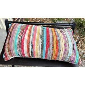 Saro Lifestyle Multi-Colored Chindi Pillow Cover 10x20 Inches